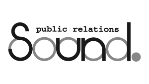 Logo Sound Public Relations, black & white
