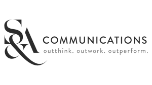 Logo S&A Communications, black & white